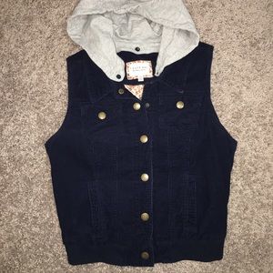 Corduroy vest with detachable hood. Good condition